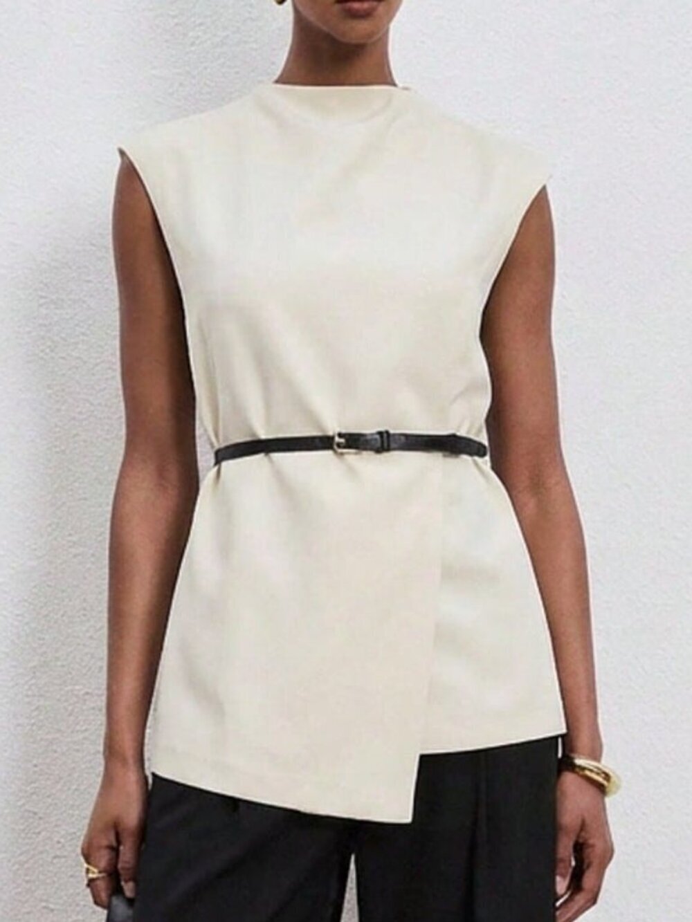 Khaki Elegant Women's Viscose Blouse